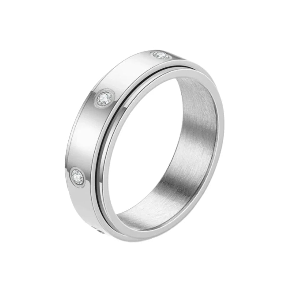 Bague d'Anxiété Fidget Spinner en Acier Inoxydable