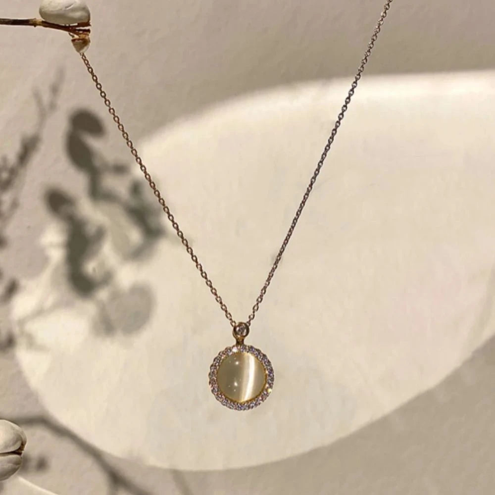 Collier d'Anxiété Ajustable en Pierre Œil de Chat