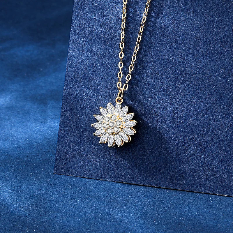 Collier d'Anxiété Cristal Sunflower en Acier Inoxydable
