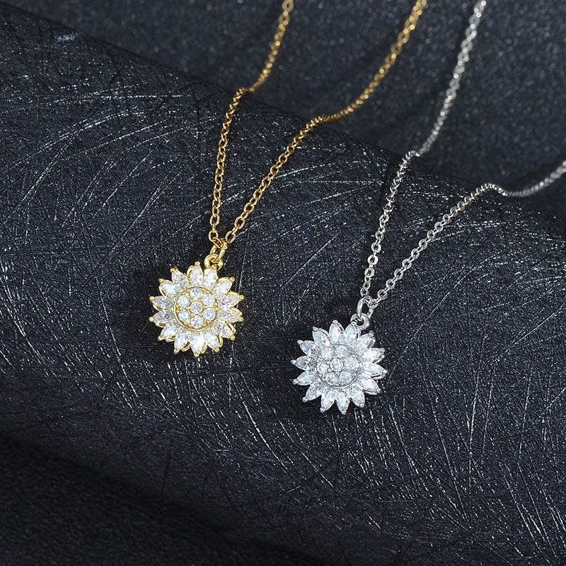 Collier d'Anxiété Cristal Sunflower en Acier Inoxydable